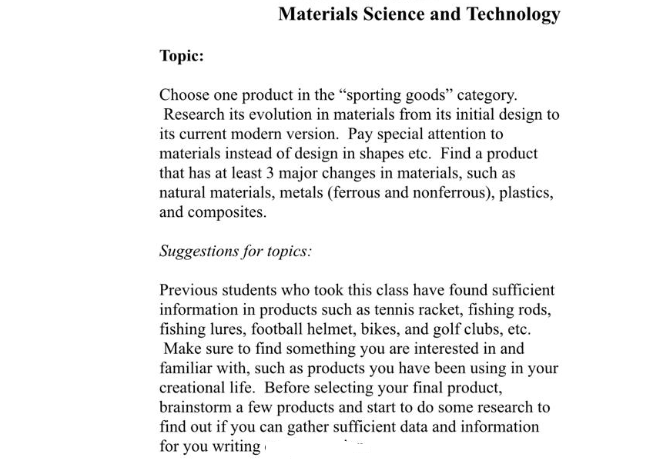 Materials Science And Technology Topic Choose One Chegg Com