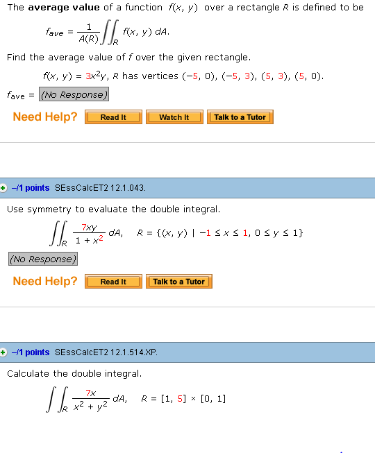 Solved The Average Value Of A Function F X Y Over A Rec Chegg Com