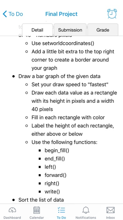 Solved To Do Final Project Bar Detail Submission Grade In