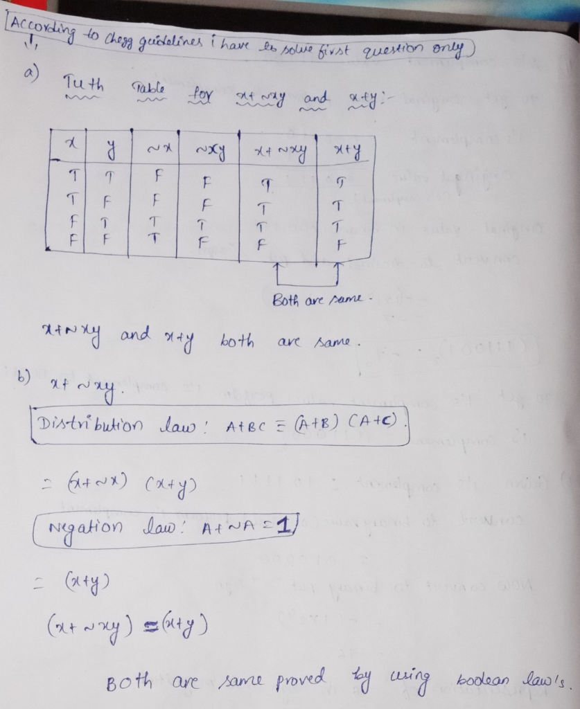 Solved Problems 1 Write Truth Table X Xy X Y Two Boolean Expressions Equivalent B 2 Equivalent Q