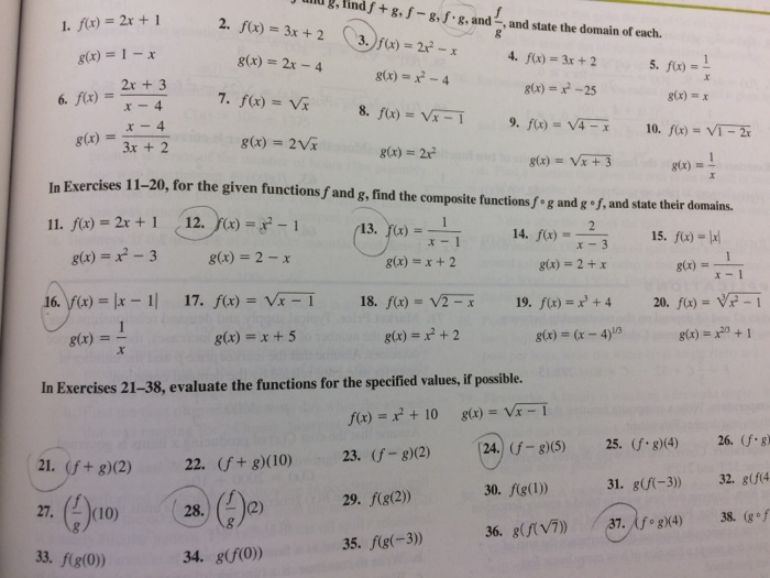 Solved For The Given Functions F And G Find The Composite Chegg Com