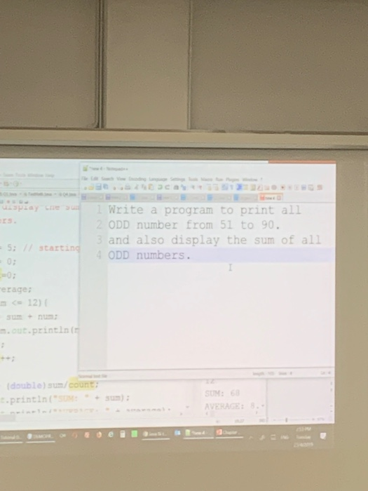 aispzay teWrite a program to print all ODD number from 51 to 90 and also display the sum of all s: / scarting4 ODD numbers. 0