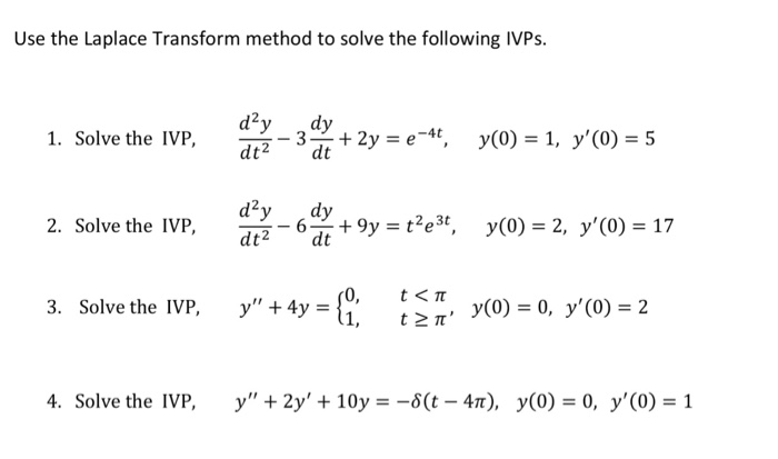 Use The Laplace Transform Method To Solve The Chegg 