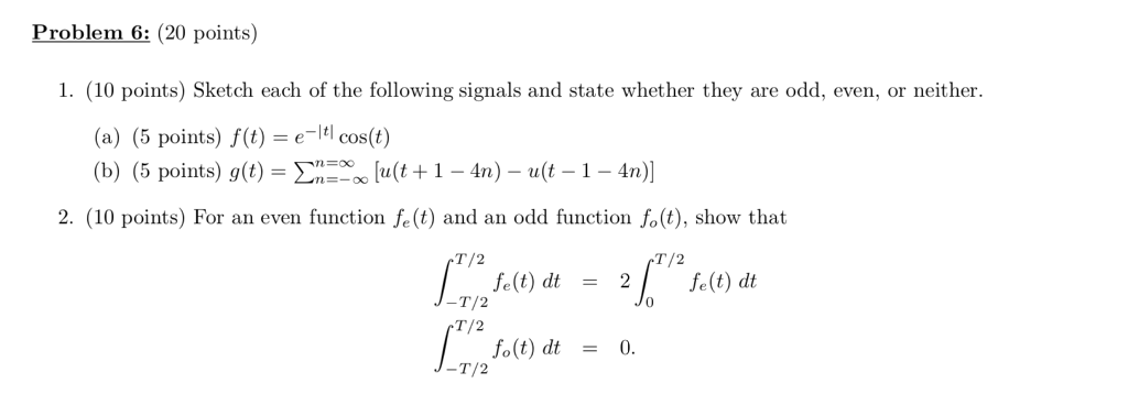 Solved Problem 6 Points 1 10 Points Sketch Each Chegg Com