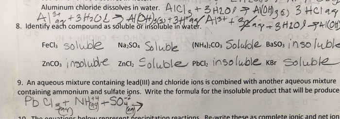 Solved Aluminum Chloride Dissolves In Water Alcis 3 Hlo Chegg Com