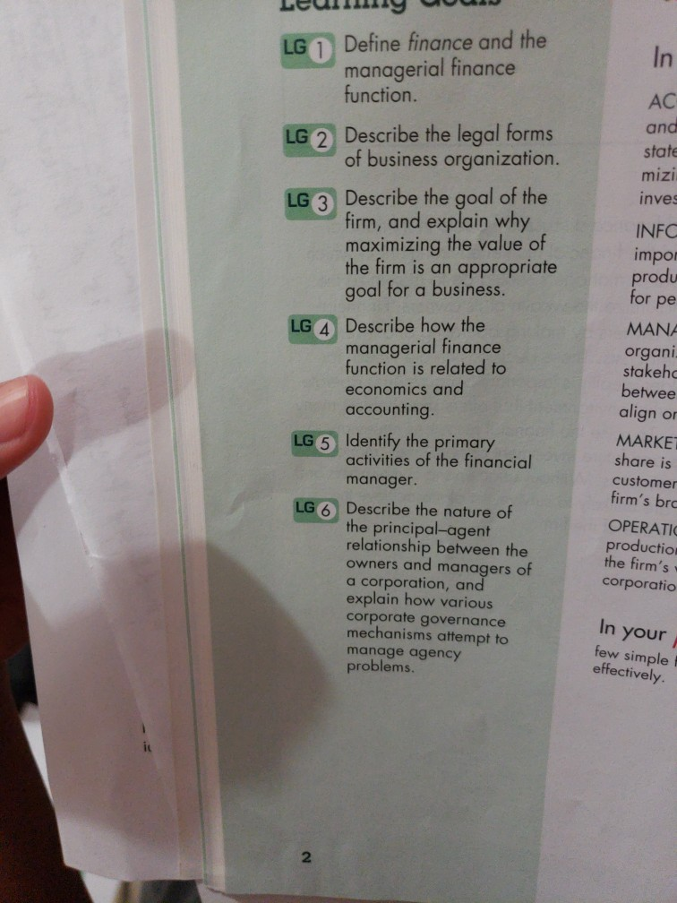 Solved: Function Managerial Finance The Finance ... And Define