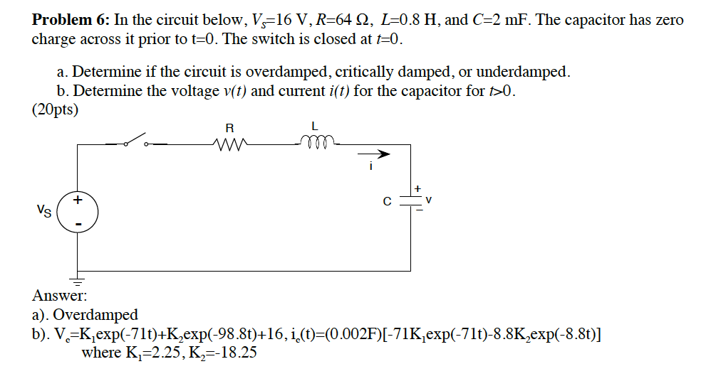 Solved Problem 6 In The Circuit Below V 16 V R 64 L Chegg Com