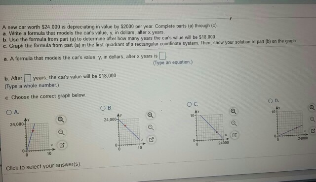 A New Car Worth 24 000 Is Depreciating In Value Chegg 