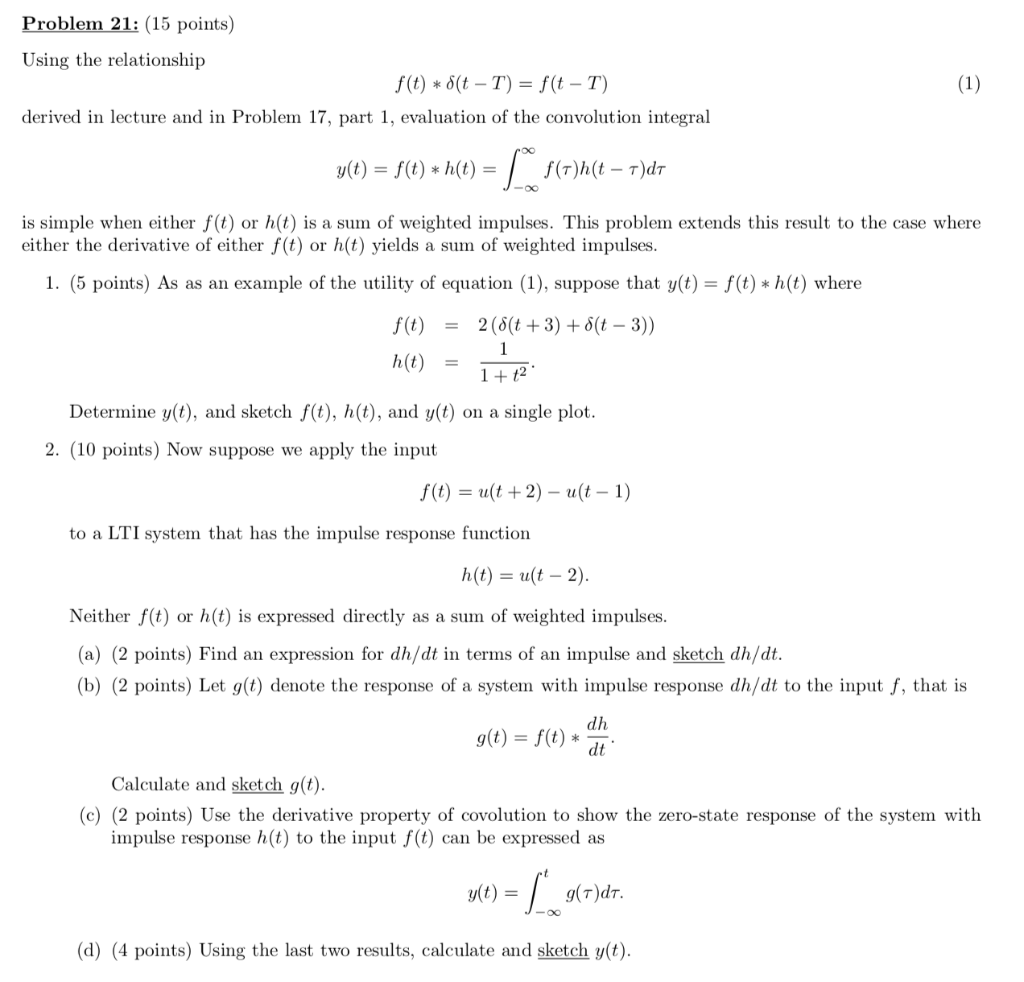 Problem 21 15 Points Using The Relationship F T Chegg Com