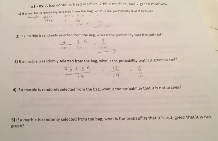 Solved A bag contains 5 red marbles, 3 blue marbles, and 1