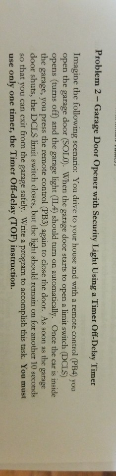 Problem 2 Garage Door Opener With Security Light