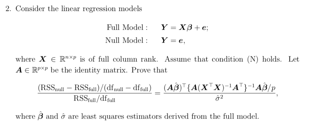 Solved 2 Consider The Linear Regression Models Full Mode Chegg Com