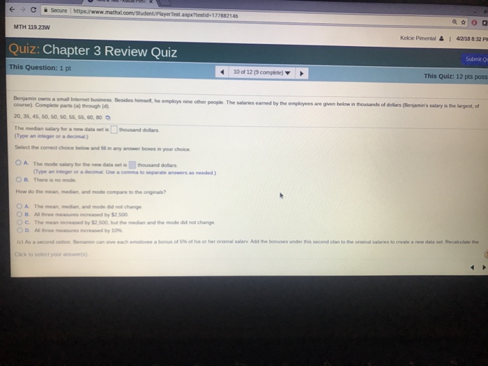 Solved C I Secure L l Www Mathulcornstudenplay Chegg Com