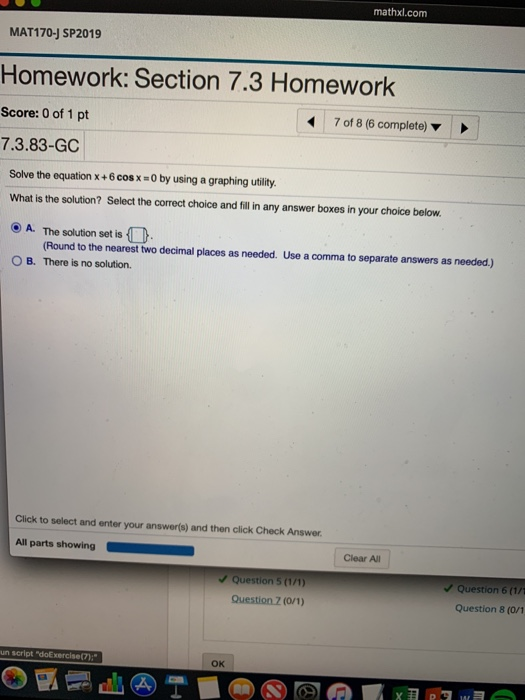 Solved Mathxl.com Mat170-J Sp2019 Homework: Section 7.3 | Chegg.com