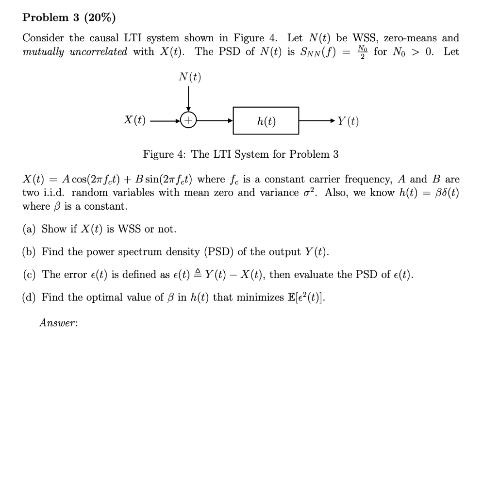 Problem 3 20 Consider The Causal Lti System Sho Cheggcom