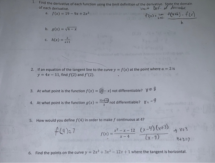 Solved Find The Derivative Of Each Function Using The Lim Chegg Com