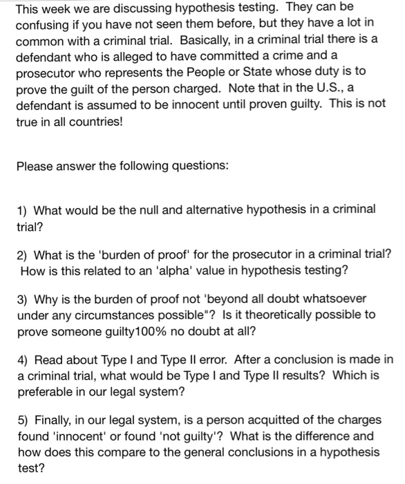 Solved This Week We Are Discussing Hypothesis Testing They Chegg Com