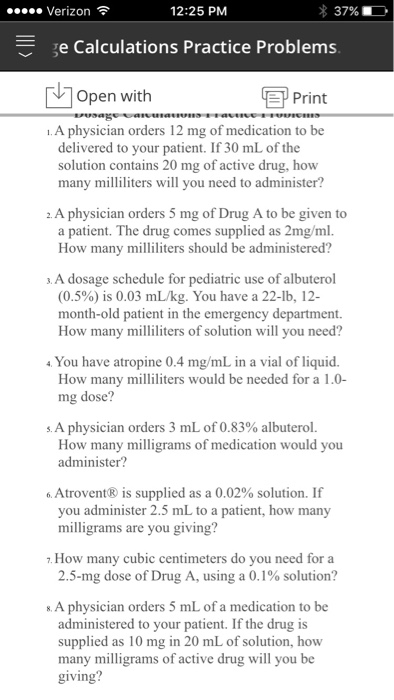 Pediatric dosage calculations practice problems