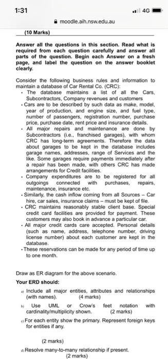 숱 moodle.aih.nsw.edu.au 10 Marks Answer all the questions in this section. Read what is required from each question carefully