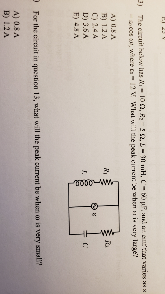 Solved Ej 23 V The Circuit Below Has R 10 2 R2 5 2 L Chegg Com