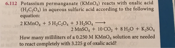 6 112 Potassium Permanganate Kmno4 Reacts With Chegg Com