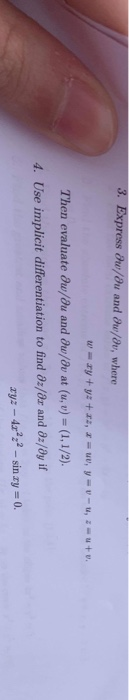 Solved 3 Express Du Au And U Ae Where Then Evaluate Ou Chegg Com