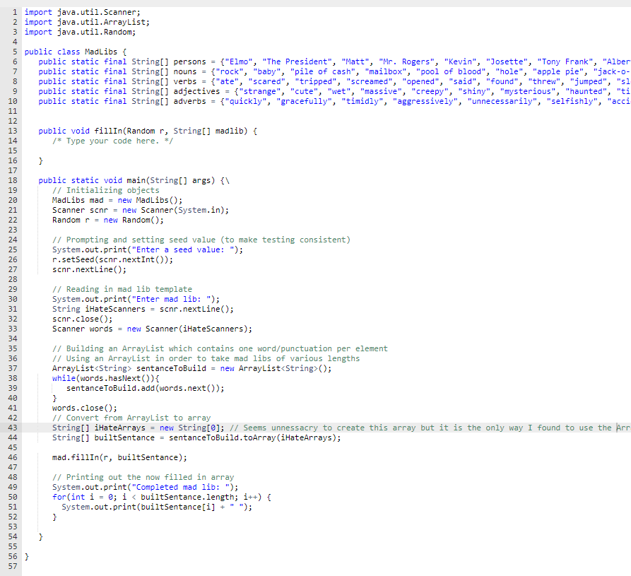 Solved Complete The Method Fillln To Fill In The Mad Lib Chegg Com
