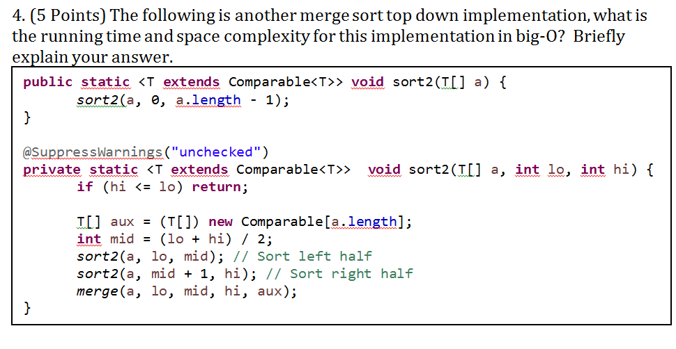 Solved 4 5 Points The Following Is Another Merge Sort