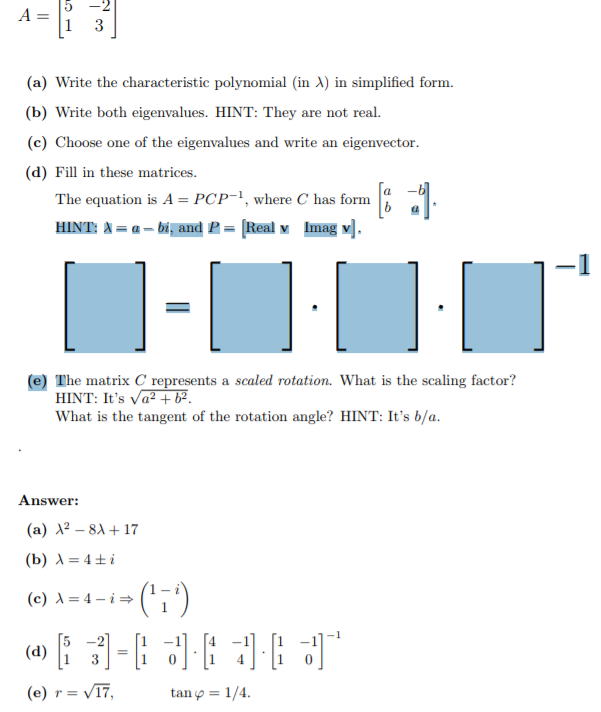 Solved 5 2 A Write The Characteristic Polynomial In λ