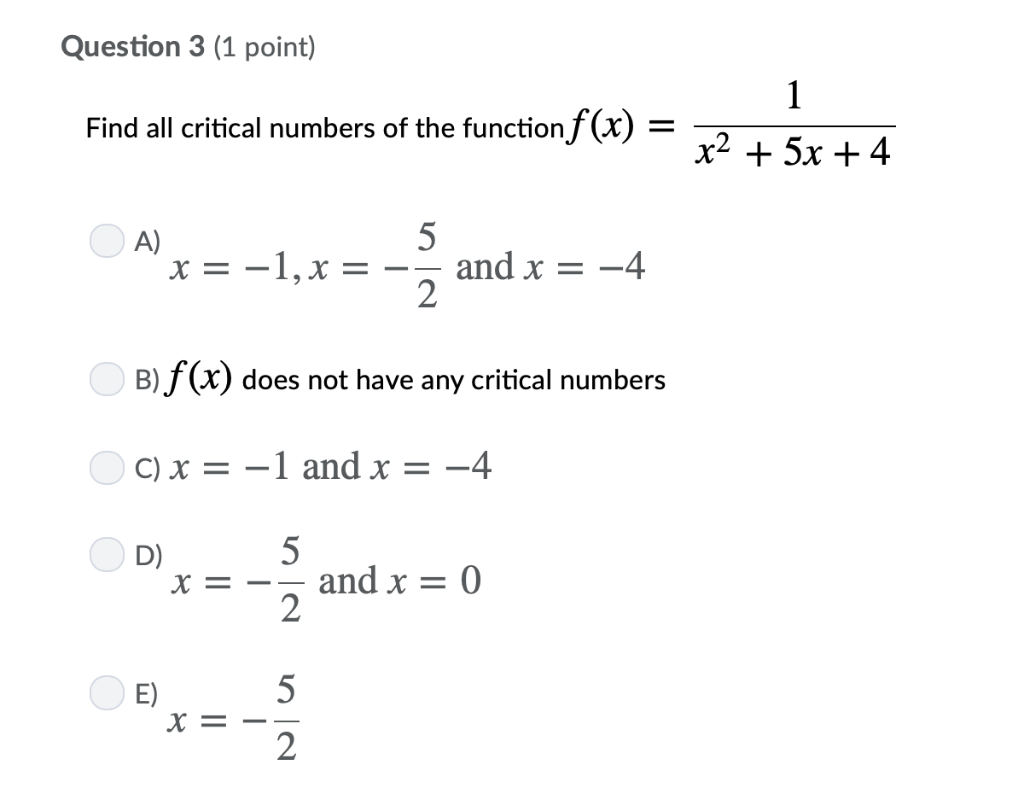 Question 221 (21 point) Find all critical numbers of the  Chegg.com