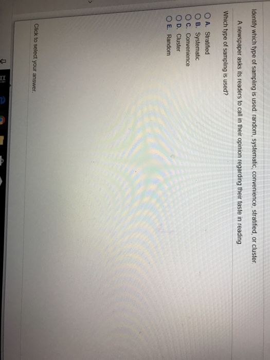 Stratified sampling questionnaire picture