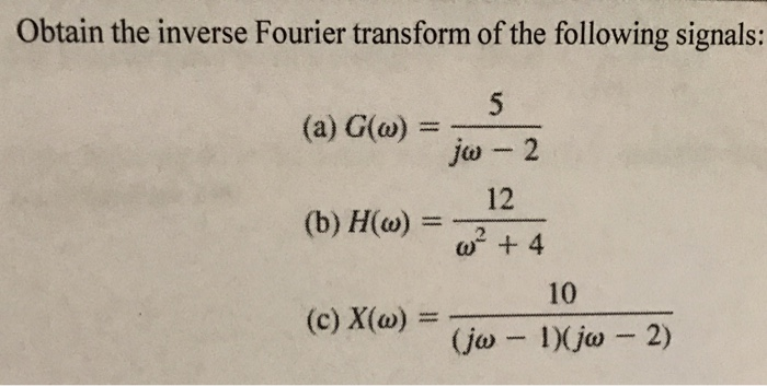 Solved Obtain The Inverse Fourier Transform Of The Follow Chegg Com