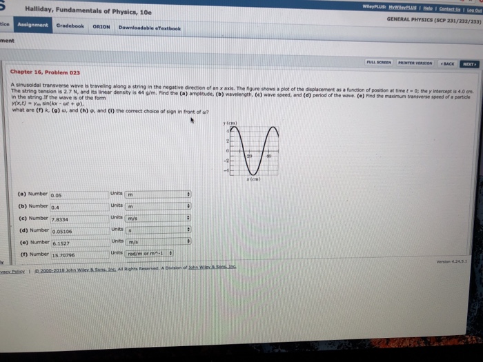 Solved Halliday Fundamentals Of Physics 10e General Phy Chegg Com