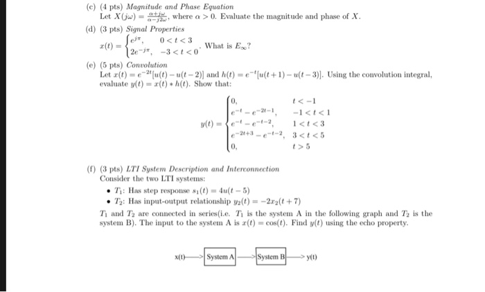 Solved C 4 Pts Magnitude And Phase Equation Let X Jw Chegg Com