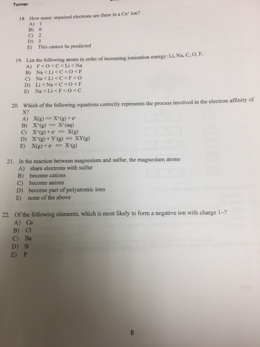 Solved How Many Unpaired Electrons Are There In A Ca Io Chegg Com