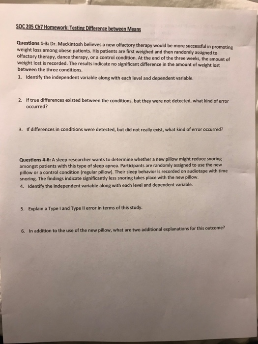 Solved Oc 5 Ch7 Homework Testing Difference Between Me Chegg Com