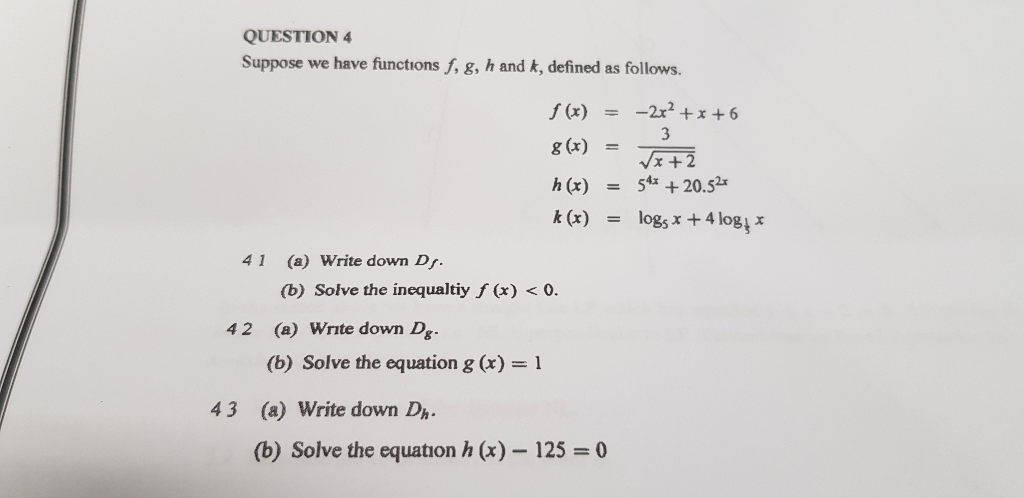 Solved Question 4 Suppose We Have Functions F, G, H And K, | Chegg.com