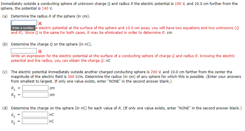 Solved Immediately Outside A Conducting Sphere Of Unknown Chegg Com