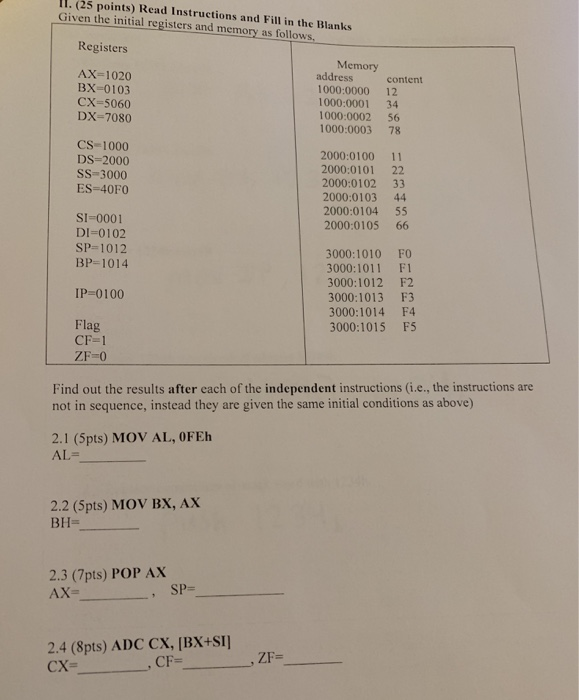 Solved 1l 25 Points Read Instructions And Fill In The Chegg Com