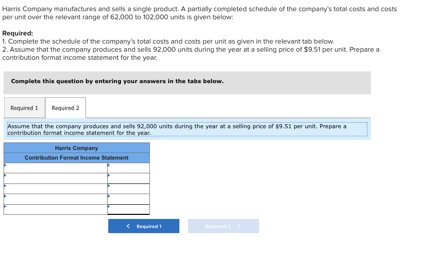Harris Pany Manufactures And Sells A Single Chegg 