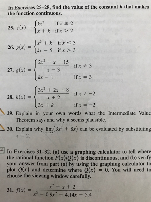 Solved In Exercises 25 28 Find The Value Of The Constant Chegg Com