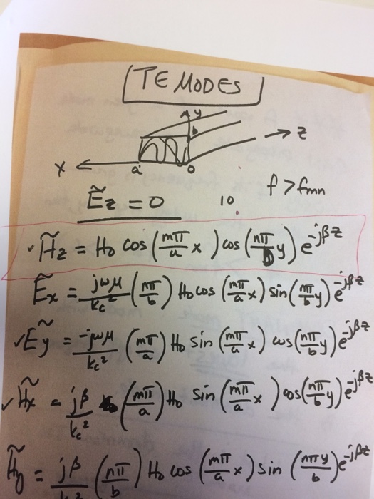 E Z 0 H Z H 0 Cos M Pi A X Cos N Pi B Y Chegg Com