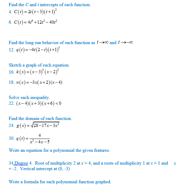 Solved Find The C And T Intercepts Of Each Function 4 C Chegg Com