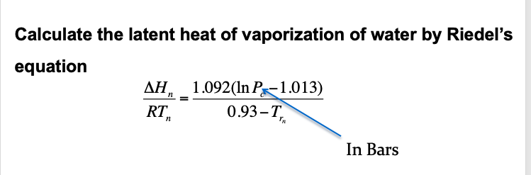 vaporization of water equation