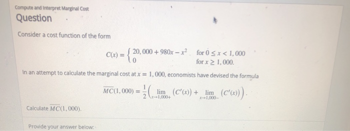 Solved Compute and Interpret Marginal Cost Question Consider | Chegg.com