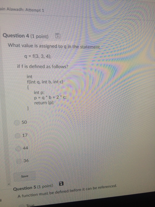 Solved Ain Alawadh Attempt 1 Question 4 1 Point What V Chegg Com