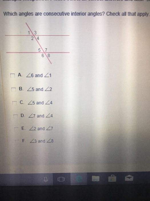 Solved Which Angles Are Consecutive Interior Angles Chec