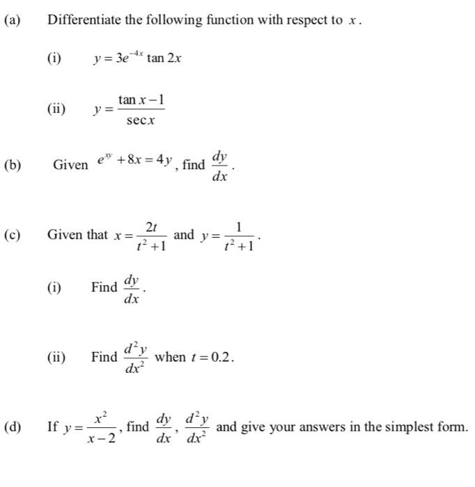 Solved Differentiate The Following Function With Respect To Chegg Com