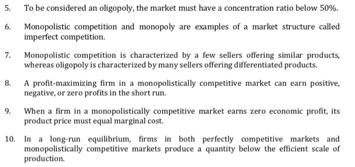 Solved 5 To Be Considered An Oligopoly The Market Must Chegg Com