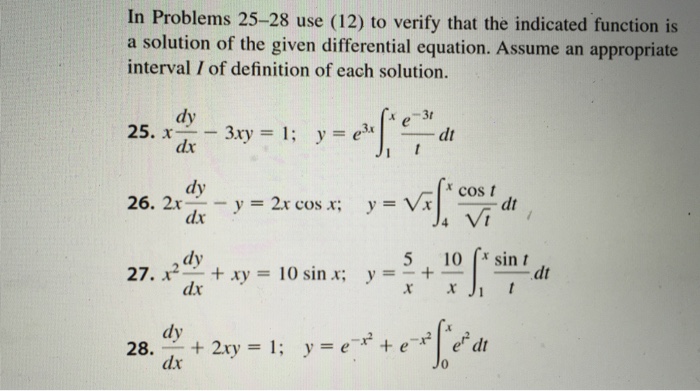 Solved Verify That The Indicated Function Is A Solution Of Chegg Com